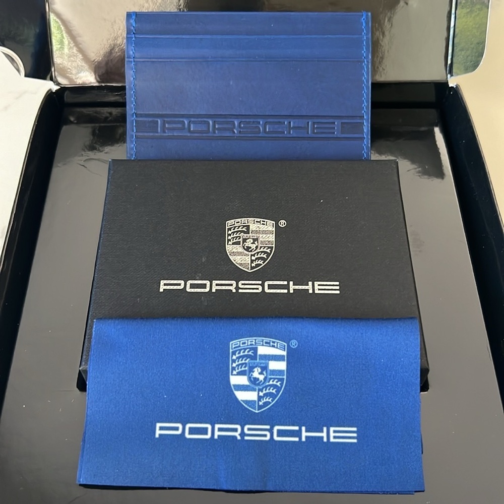 Porsche Genuine Leather Cardholder Wallet & Microfiber Cloth